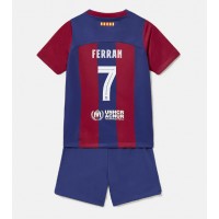 Barcelona Ferran Torres #7 Heimtrikotsatz Kinder 2023-24 Kurzarm (+ Kurze Hosen)